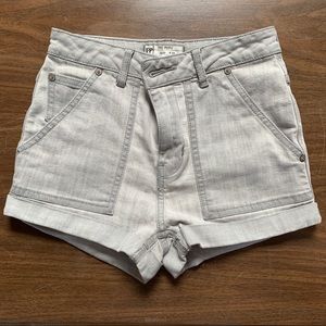 High-waisted Free People grey denim shorts